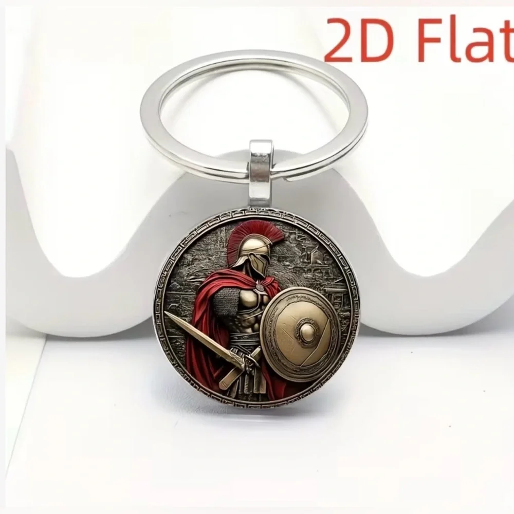Spartan 2D Flat Retro Knight Keychain Ancient Greek Warrior Spartan UNISEX NEW#2